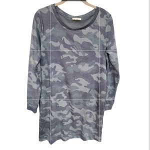 JANE AND DELANCEY Camo Print Long Sleeve Sweatshirt Dress Size S.